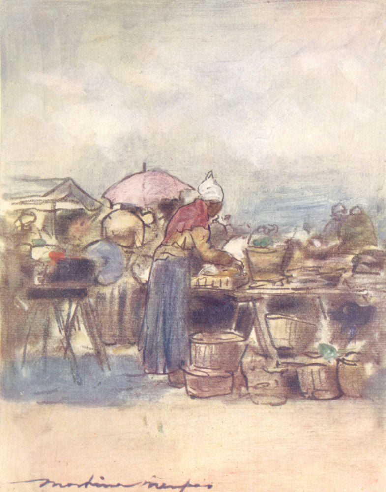 PARIS. In the Market 1909 old antique vintage print picture